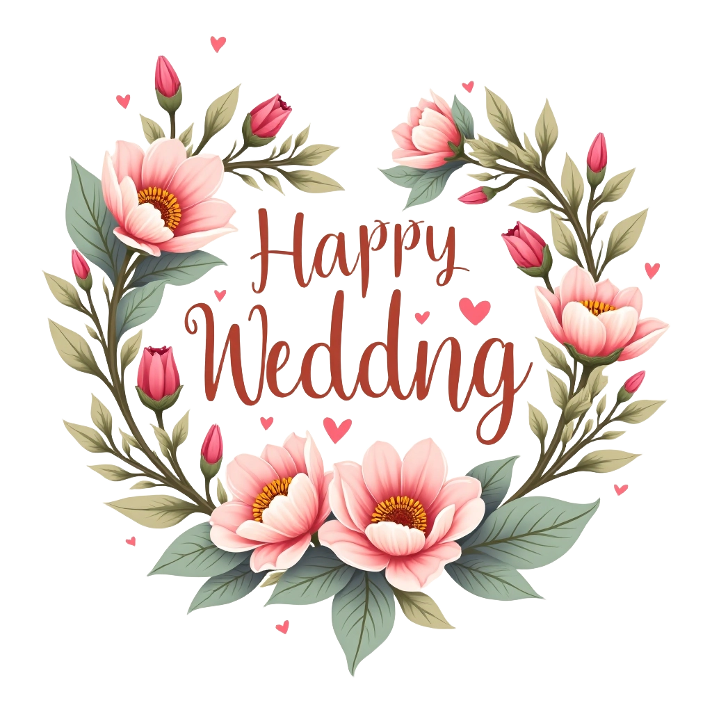 Happy Wedding Floral Wreath