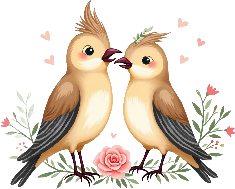 Romantic Birds in Love