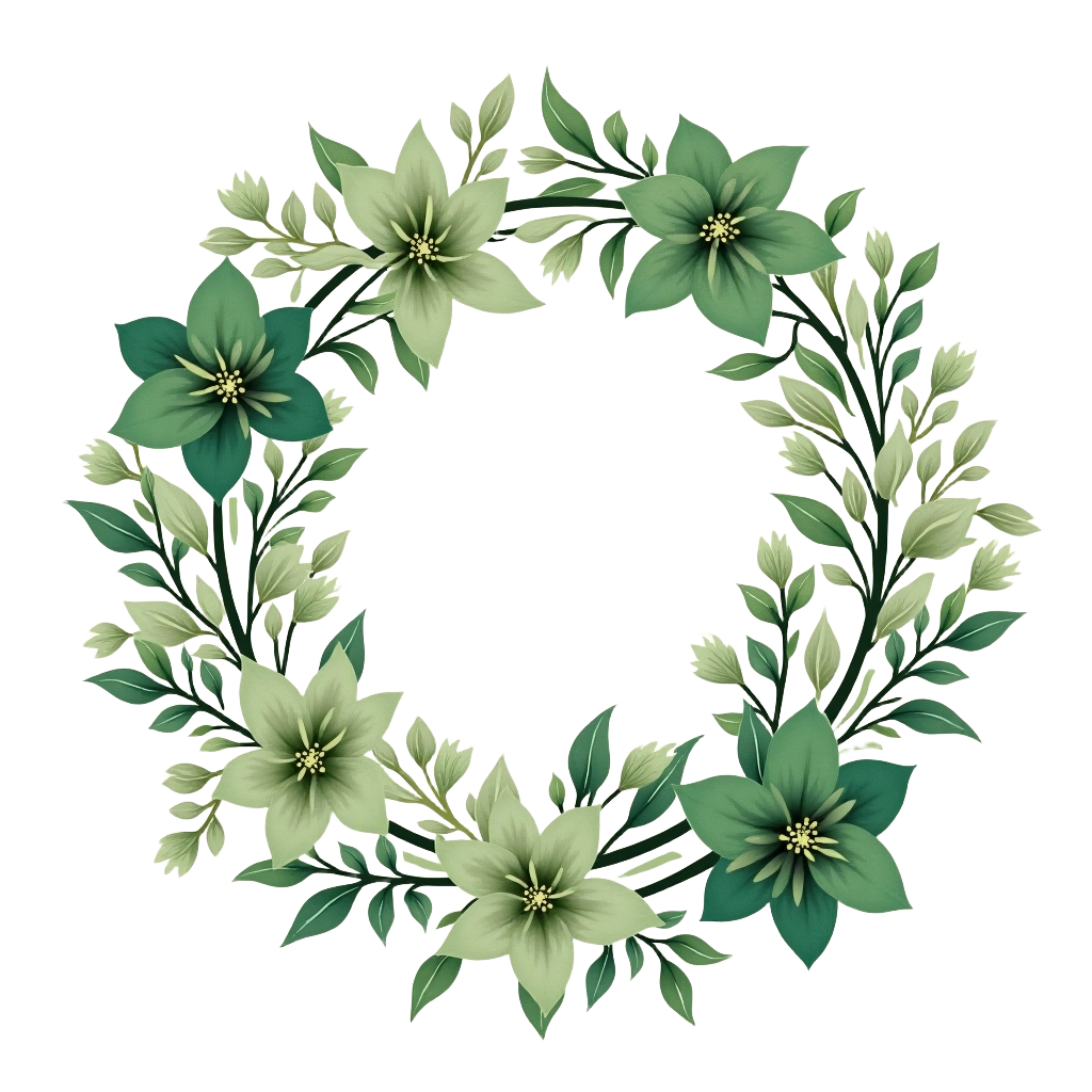 Elegant Green Floral Wreath