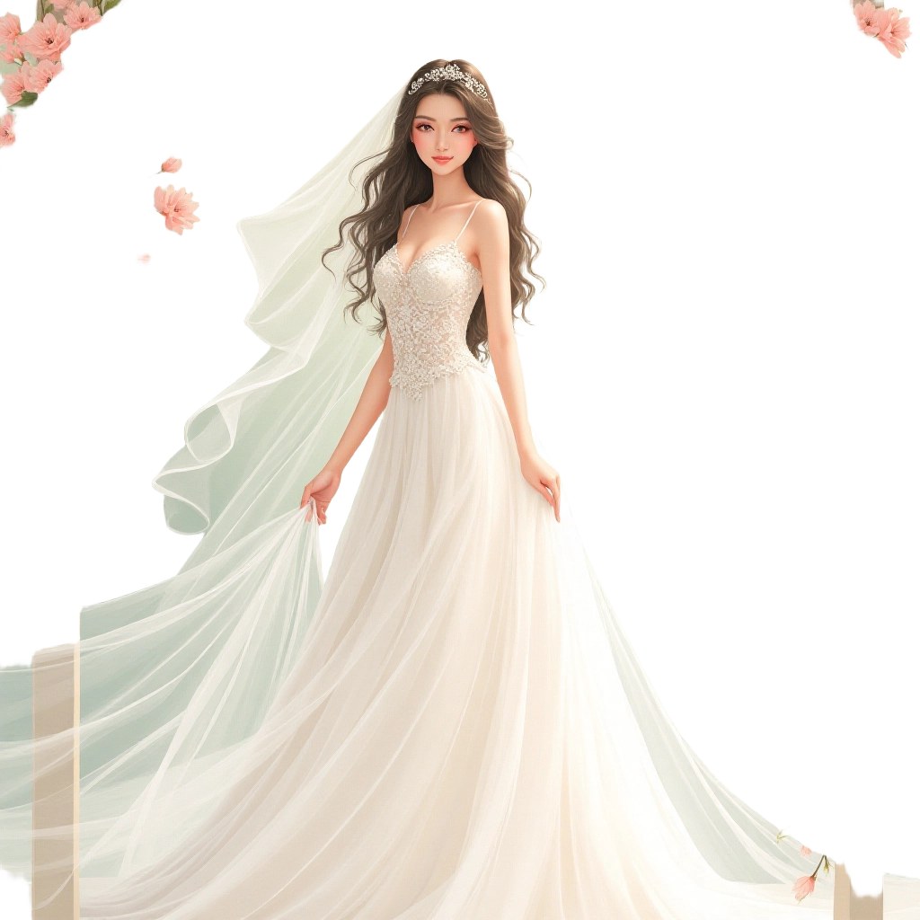 Elegant Bride in a Flowing Gown