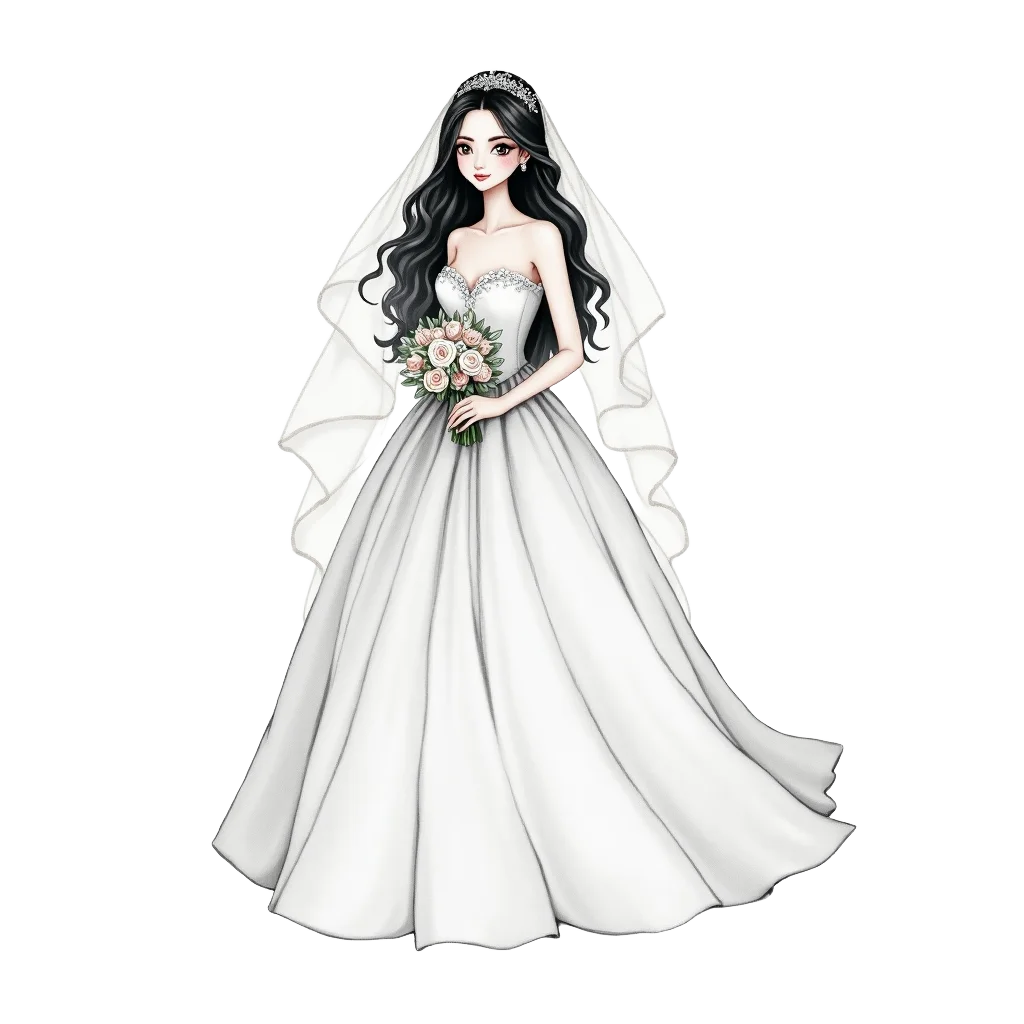 Elegant Bride in White Gown