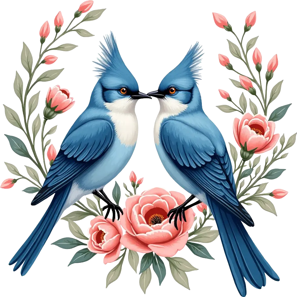 Romantic Birds in Bloom