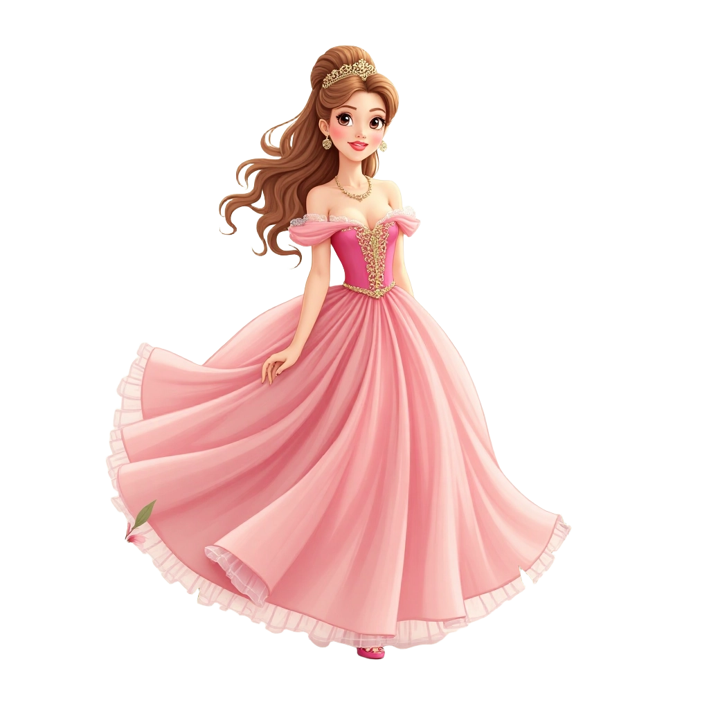 Elegant Princess in Pink Gown