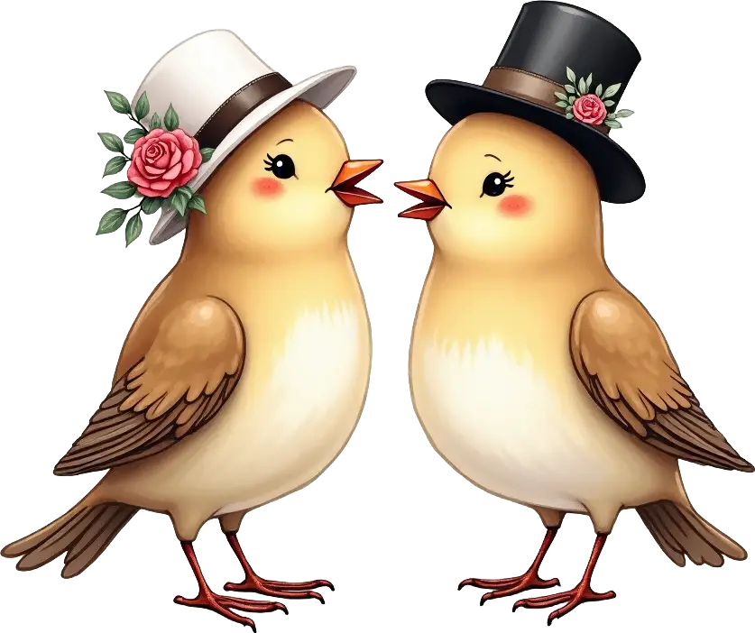 Elegant Birds in Hats