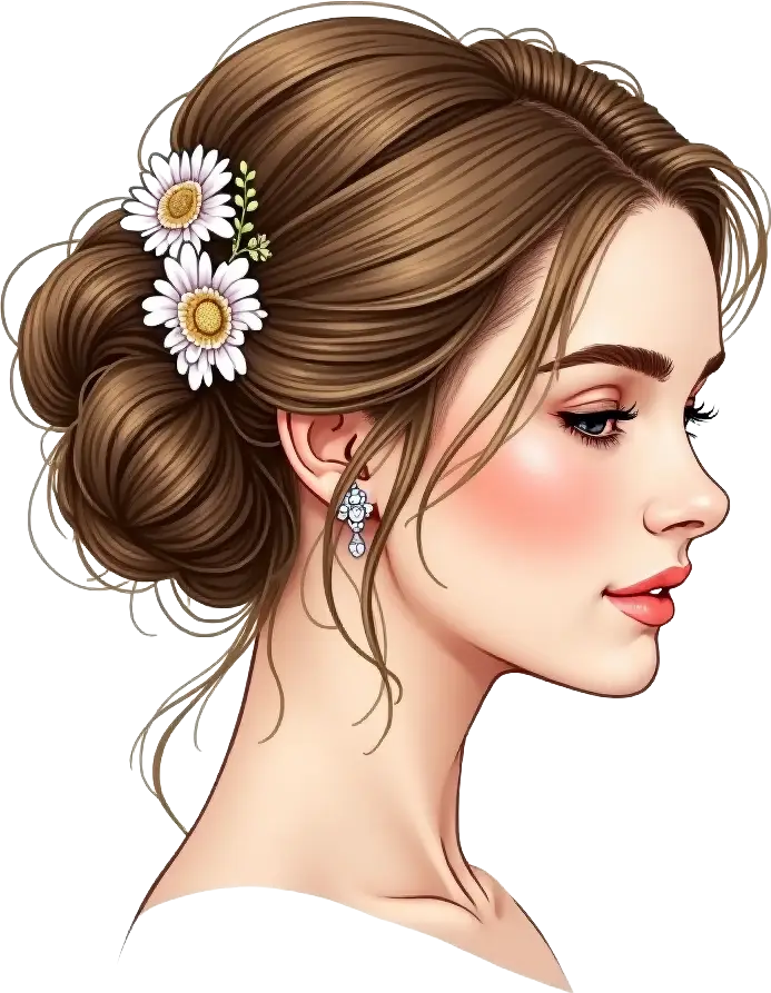 Elegant Updo with Daisy Accents