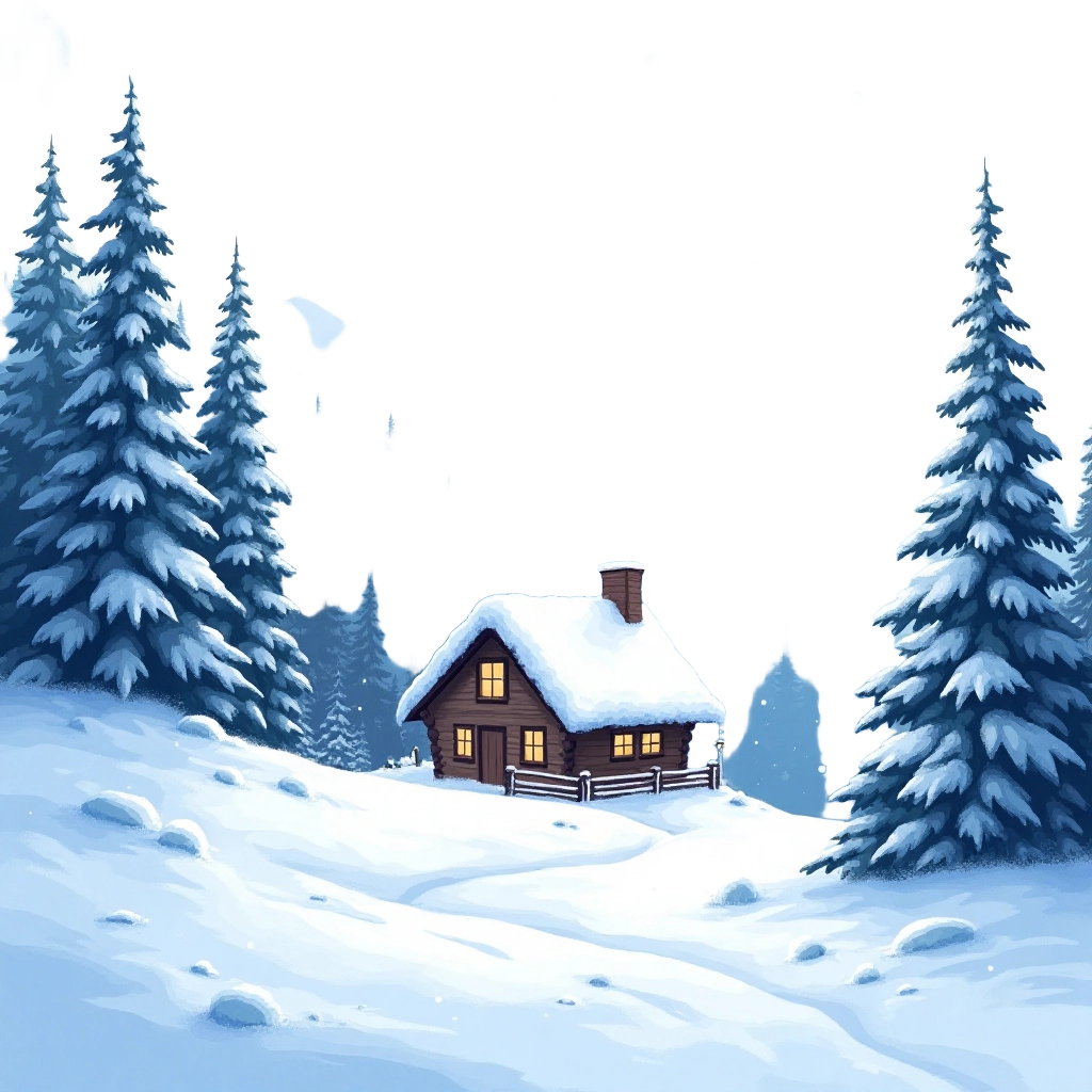 Winter Cabin in the Snow